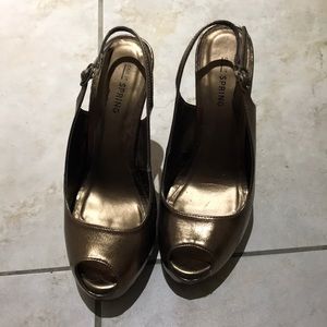 CALL IT SPRING bronze platform heels